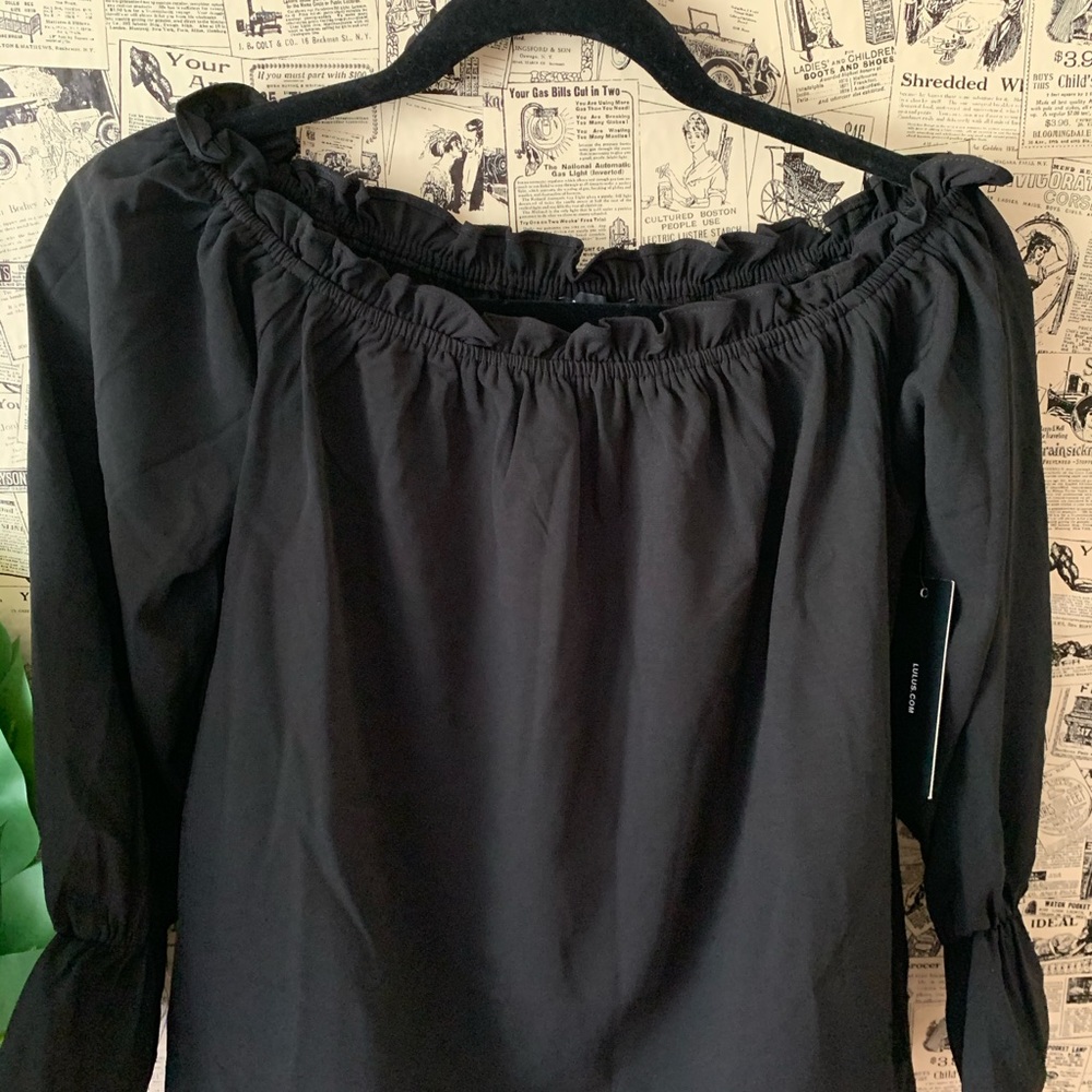 NWT lulus off shoulder black blouse long sleeve XS - Picture 3 of 9